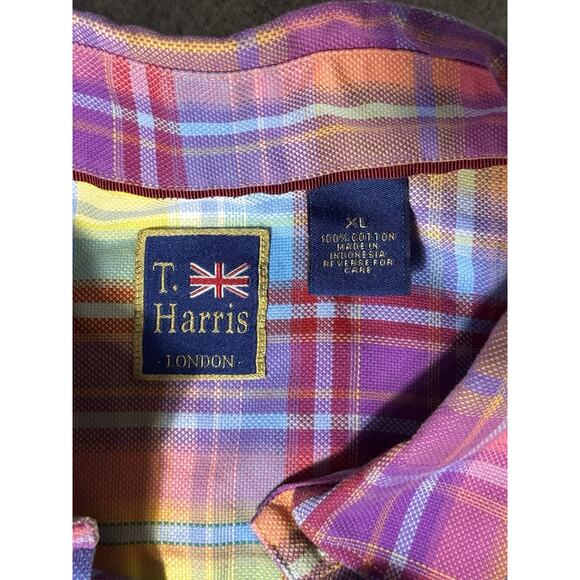 T. HARRIS LONDON PLAID MENS BUTTON DOWN SHIRT XL EUC - Picture 3 of 4